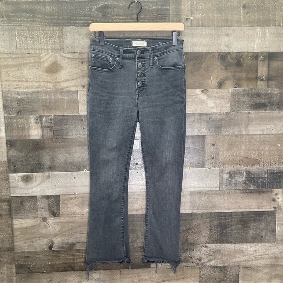Madewell Cali Demi Boot Button Front Raw Hem Jeans - Picture 2 of 15